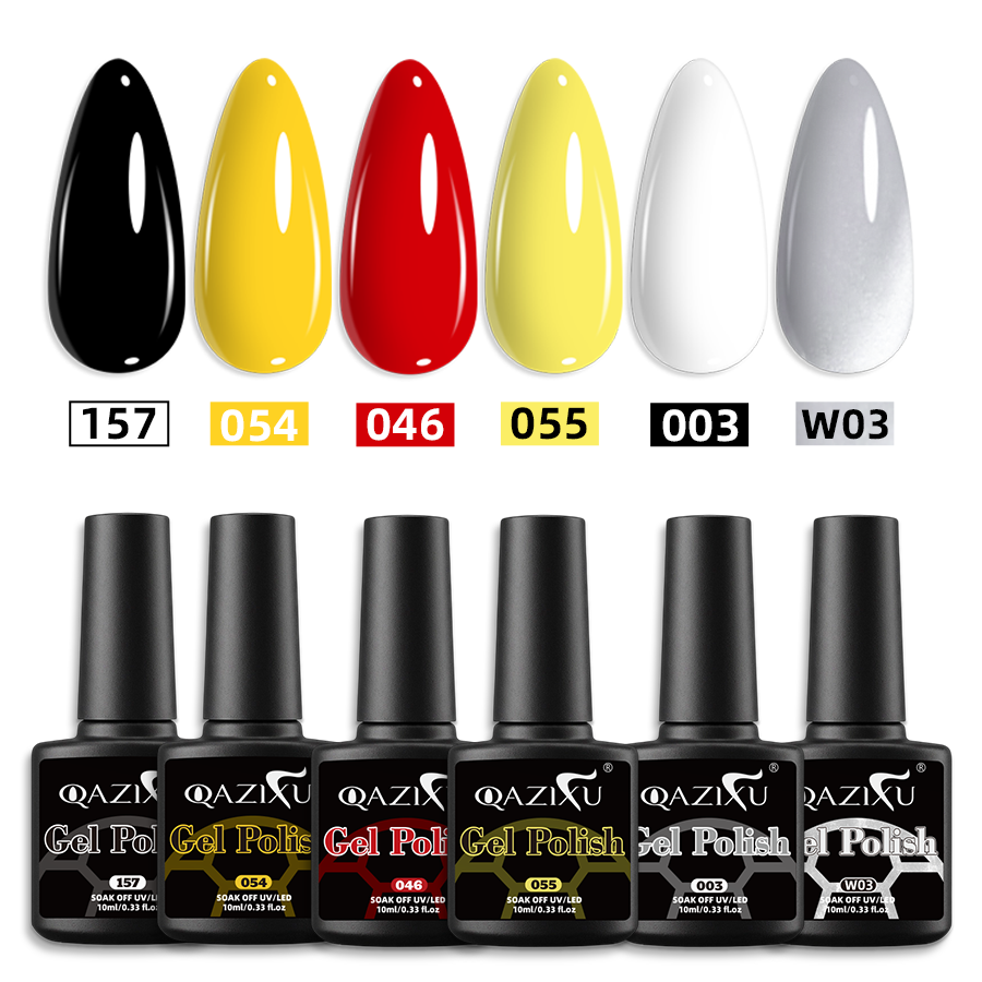 Nail Art Yellow - QAZIXU 1/6個入り チームカラー ジェルネイルポリッシュセット ソークオフ UV/LED