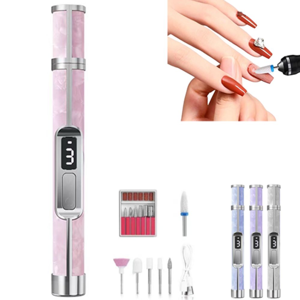Nail Drill Machine - 低騒音電動ネイルドリル 4段階調整可能 多段ギア ネイルポリッシングマシン 充電式ネイルサンダーファイルセット