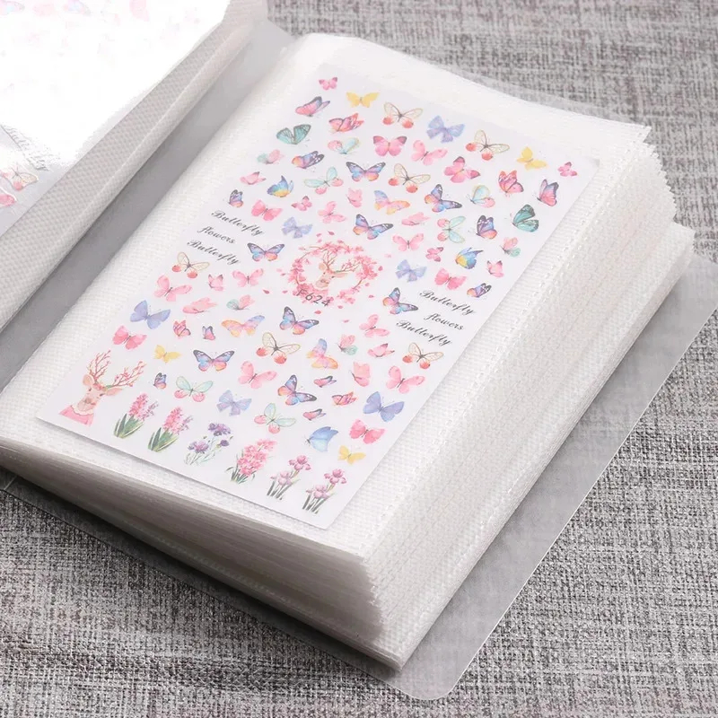 Nail Art Motif - 大容量ネイルステッカー収納アルバム 無地インナーページデザイン ネイルアートステッカーコレクションディスプレイブック ネイルアートツール収納