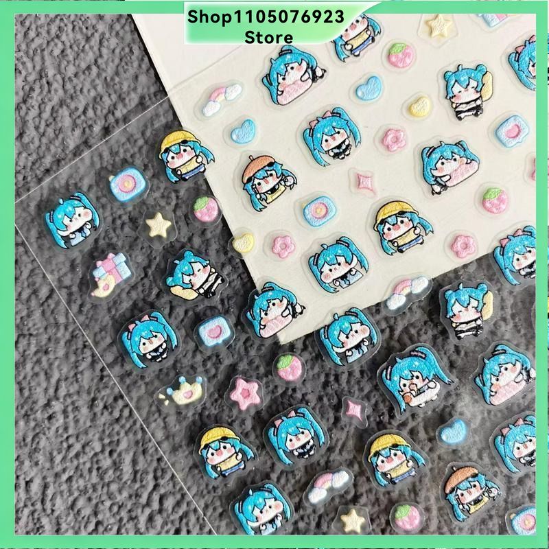 Nail Art Motif - かわいい漫画の初音ミクネイルステッカー、バーチャルシンガーDIYネイルアートデカール、マニキュアやジャーナルデコレーション用CCDネイルデコレーション