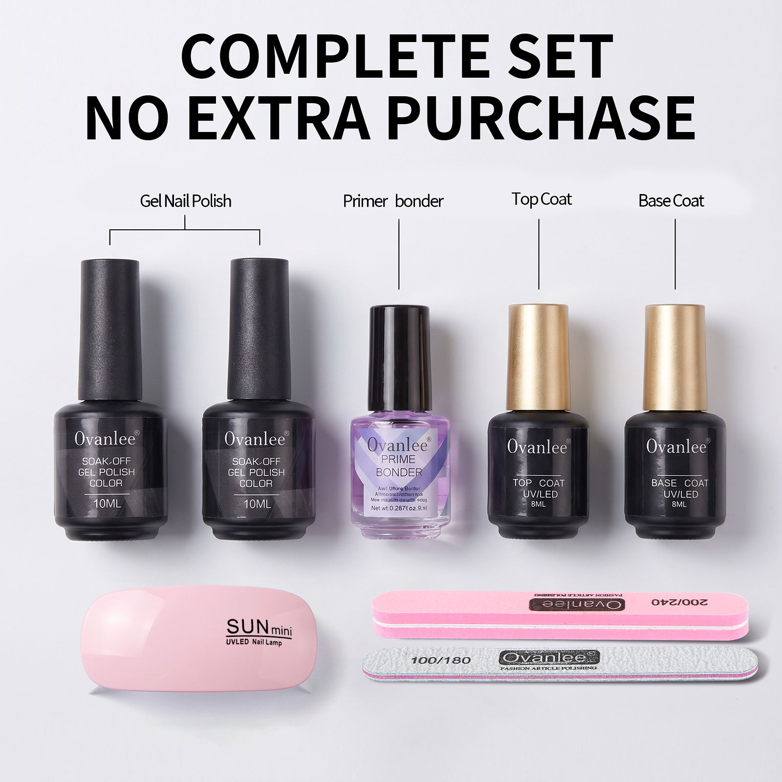 Gel Top Coat - ジェルネイルポリッシュキット（UVネイルランプ、電動ネイルドリルマシン、ソーカブオフジェルネイルキット、ベース＆トップコートジェルポリッシュ、ネイルツールセット付き）