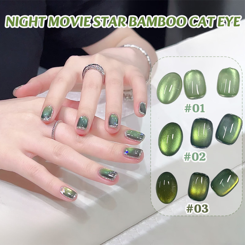 Nail Art Trend 2026 - ZH 1個入り サマーナイトシャドウスター バンブーキャットアイネイルジェル 2026年新トレンド セラミックガラスビーズ