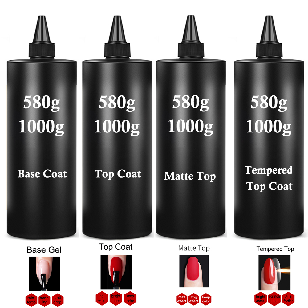 Gel Top Coat - 580g/1KG スーパーシャイニートップコート UVベースジェルポリッシュ マットトップコート 強化ジェル 長持ち