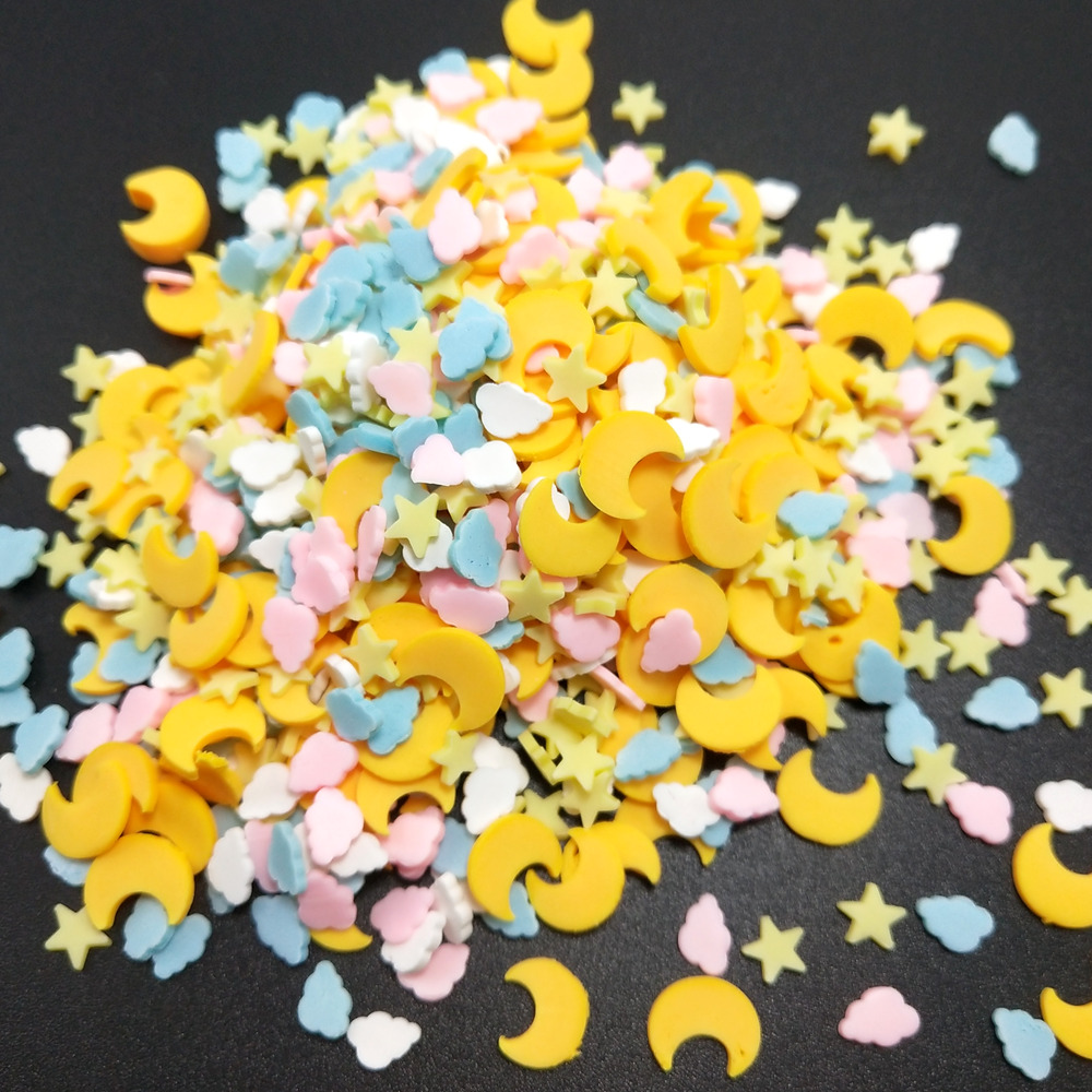 Nail Art Yellow - 50gの黄色い星/雲のポリマー線,日曜大工のプラスチック製の糸,泥の粒子の充填,マニキュアアクセサリー