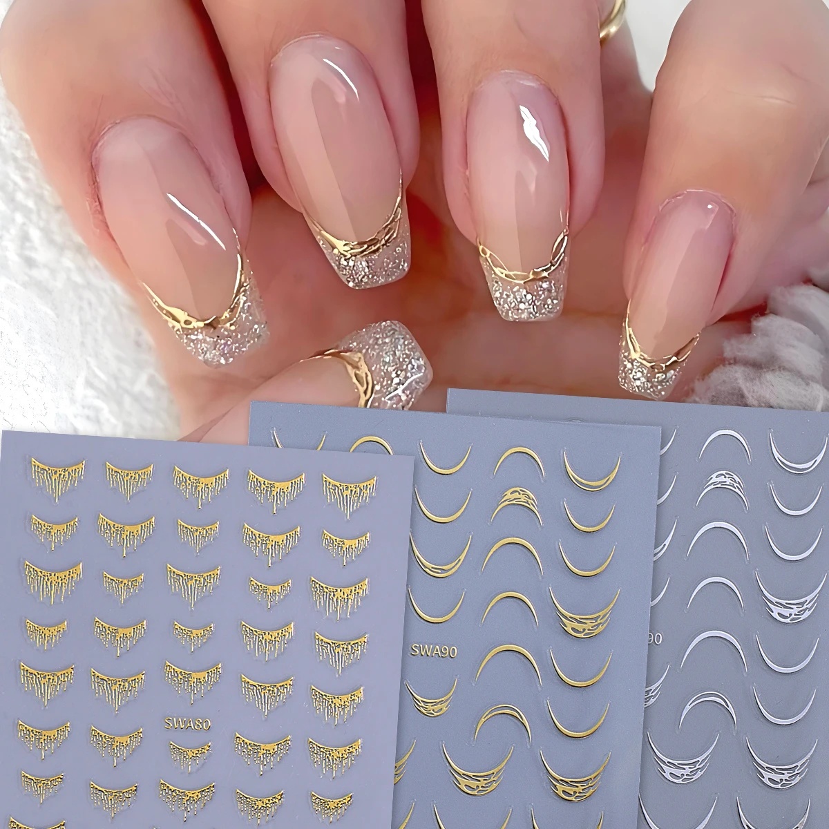 1 個 3D スパークル金メッキフレンチタッセル形状ネイルス - Nail Art Maroon のレビューと価格