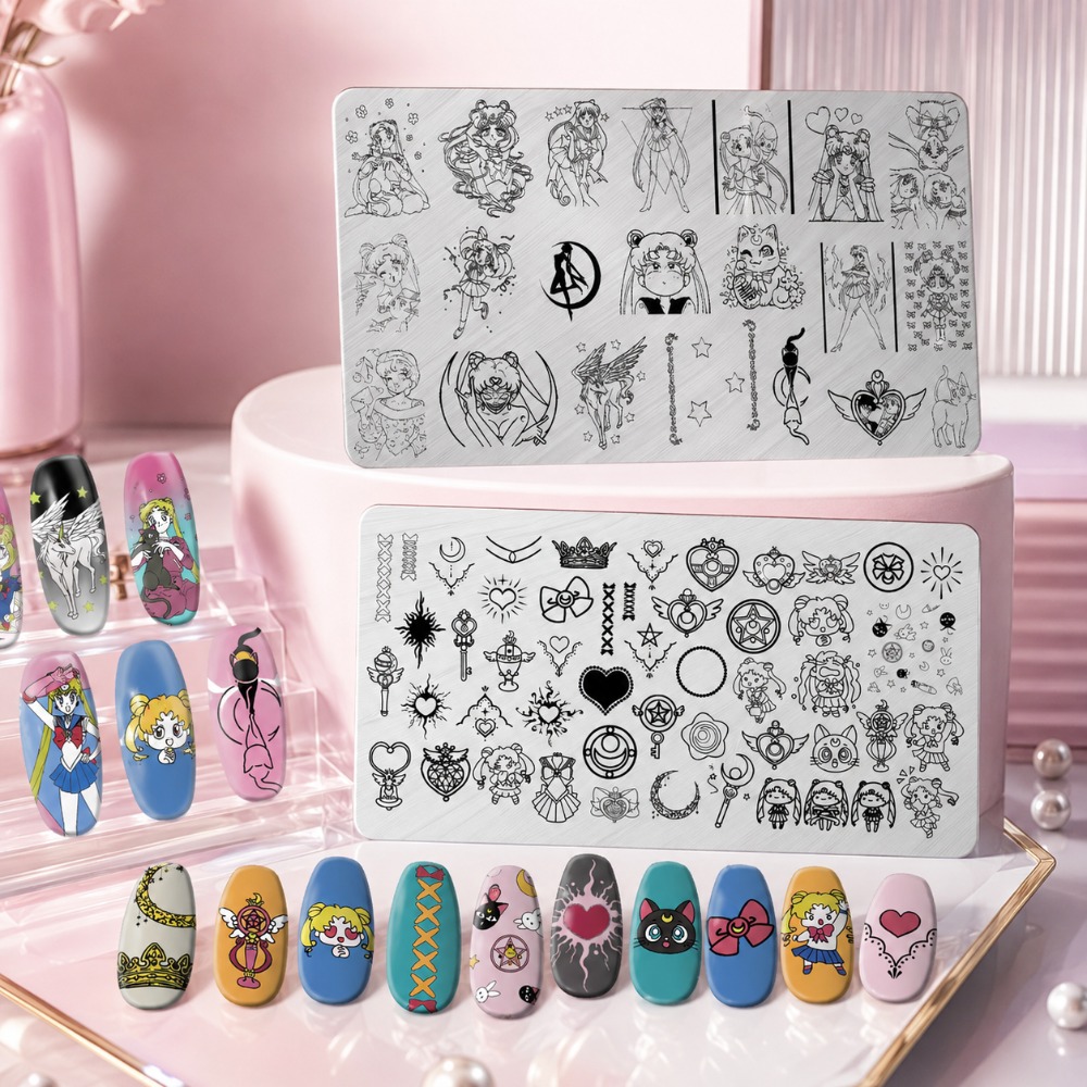 セーラームーンアニメネイルスタンピングプレート、かわいい漫画 - Nail Art Maroon のレビューと価格