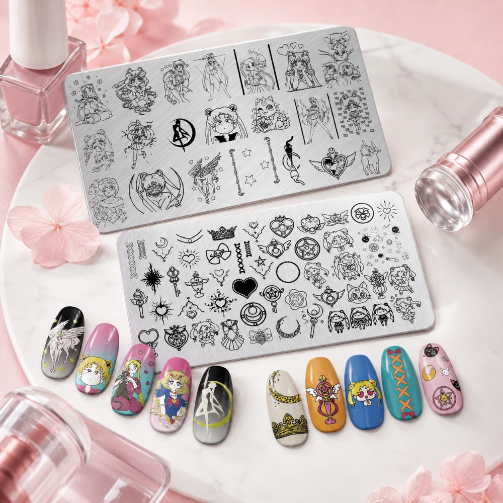 セーラームーンアニメネイルスタンピングプレート、かわいい漫画 - Nail Art Maroon のレビューと価格