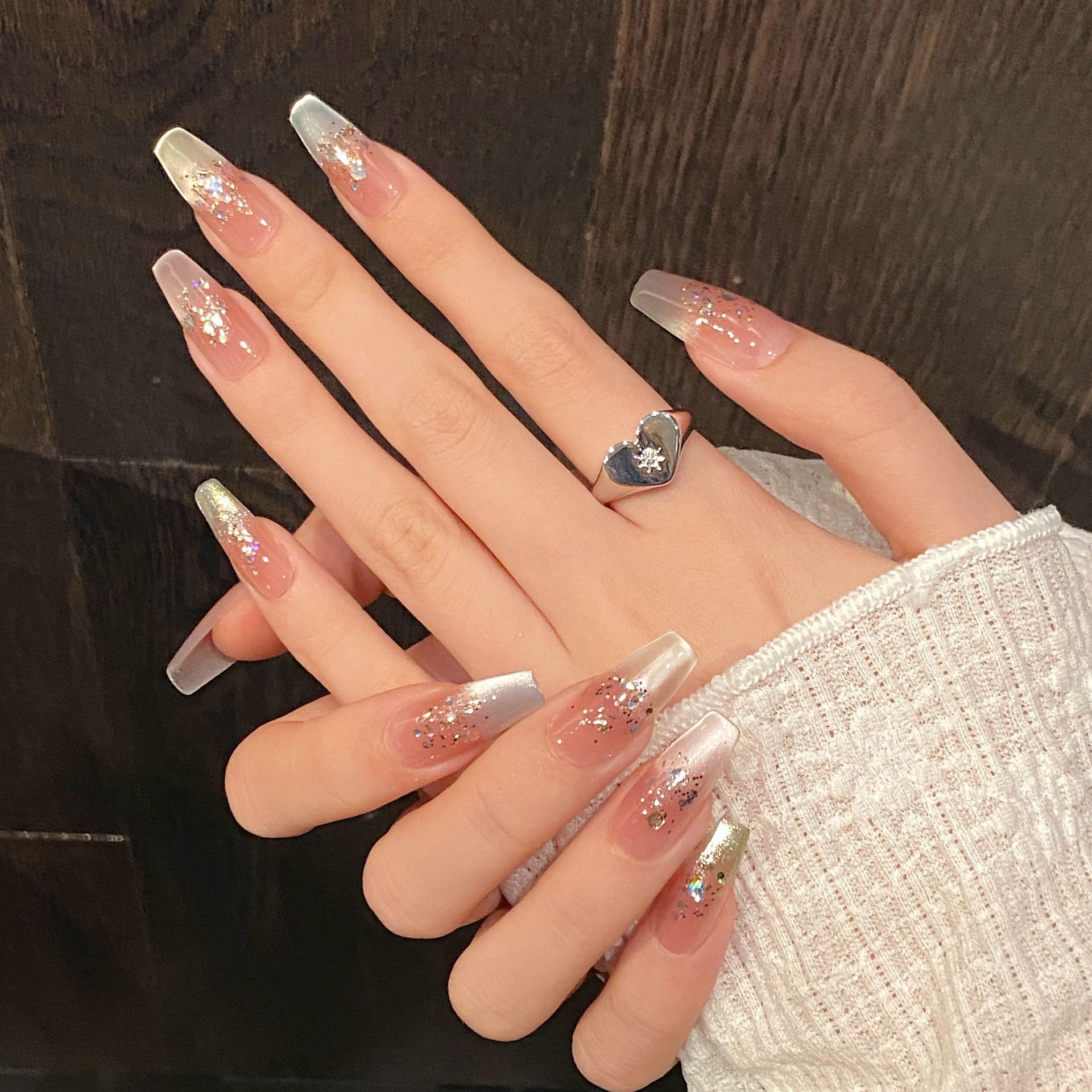 手作りプレスオンネイルレインボーキャットアイ妖精ギルターデザ - Nail Art Design のレビューと価格