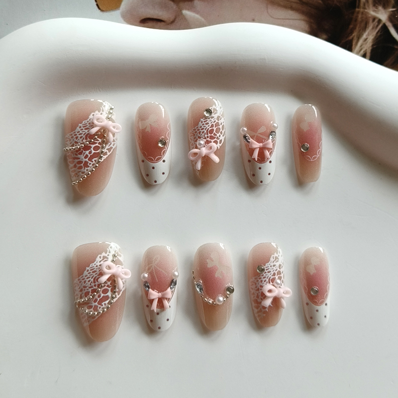 10個入り フレンチスタイル 3Dリボン ラインストーンレー - Nail Art Aesthetic のレビューと価格