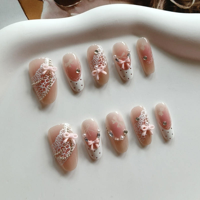10個入り フレンチスタイル 3Dリボン ラインストーンレー - Nail Art Aesthetic のレビューと価格