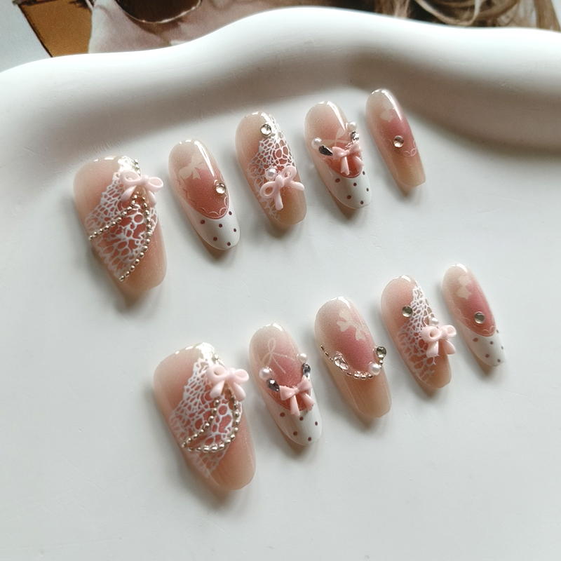10個入り フレンチスタイル 3Dリボン ラインストーンレー - Nail Art Aesthetic のレビューと価格