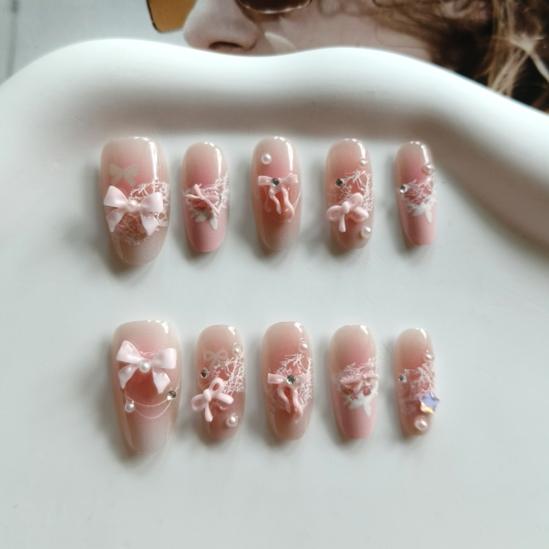 10個入り フレンチスタイル 3Dリボン ラインストーンレー - Nail Art Aesthetic のレビューと価格