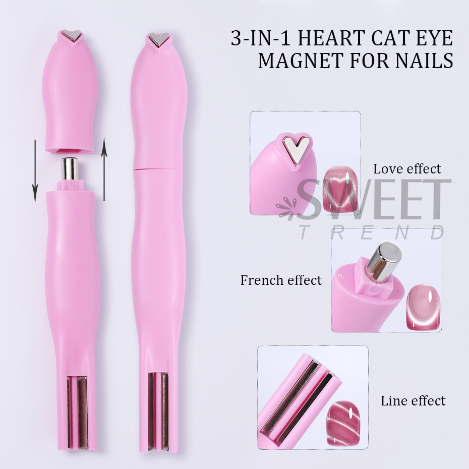 3-in-1ハート型キャッツアイネイルアートマグネット、ダブ - Nail Art Maroon のレビューと価格