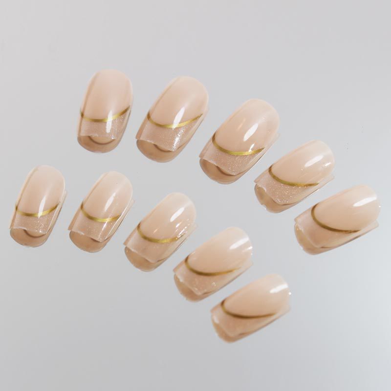 女性用ミディアムロングフェイクネイル、グラデーションヌードブ - Nail Art Aesthetic のレビューと価格