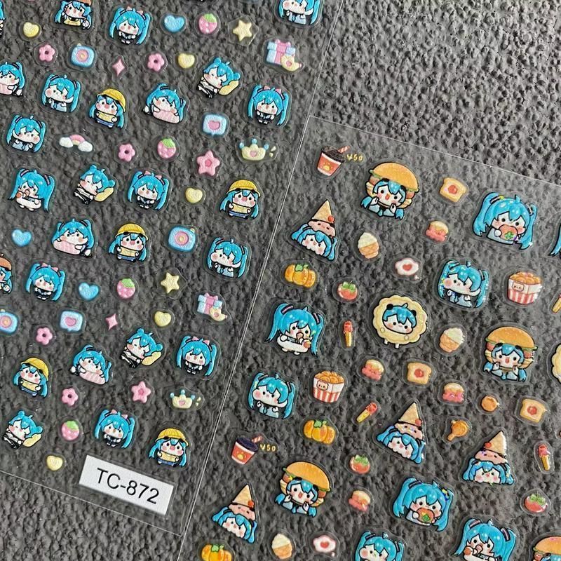 かわいい漫画の初音ミクネイルステッカー、バーチャルシンガーD - Nail Art Motif のレビューと価格