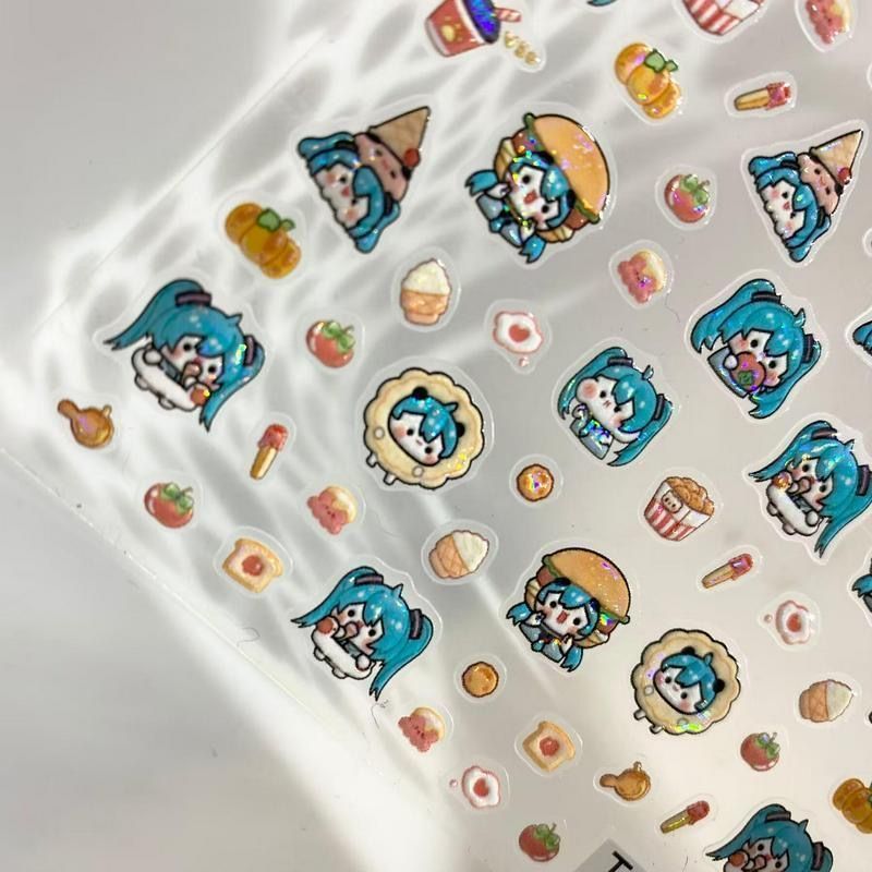 かわいい漫画の初音ミクネイルステッカー、バーチャルシンガーD - Nail Art Motif のレビューと価格