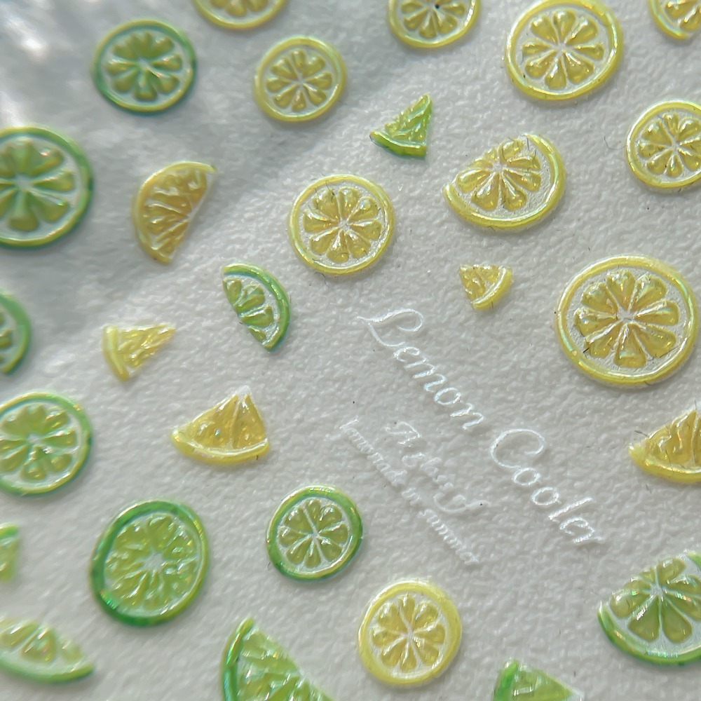 夏のフルーツネイルステッカー 5D エンボス加工黄色レモンス - Nail Art Yellow のレビューと価格