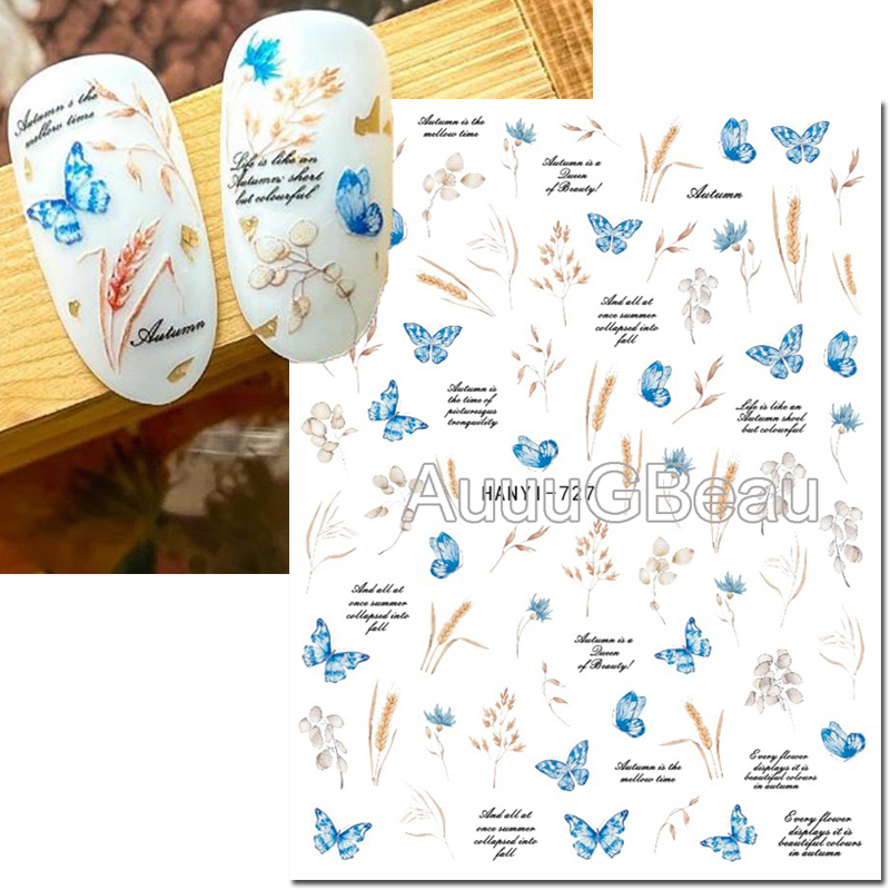 3d ネイルアートデカール夏のニュアンス花柄黄色、青、ピンク - Nail Art Yellow のレビューと価格