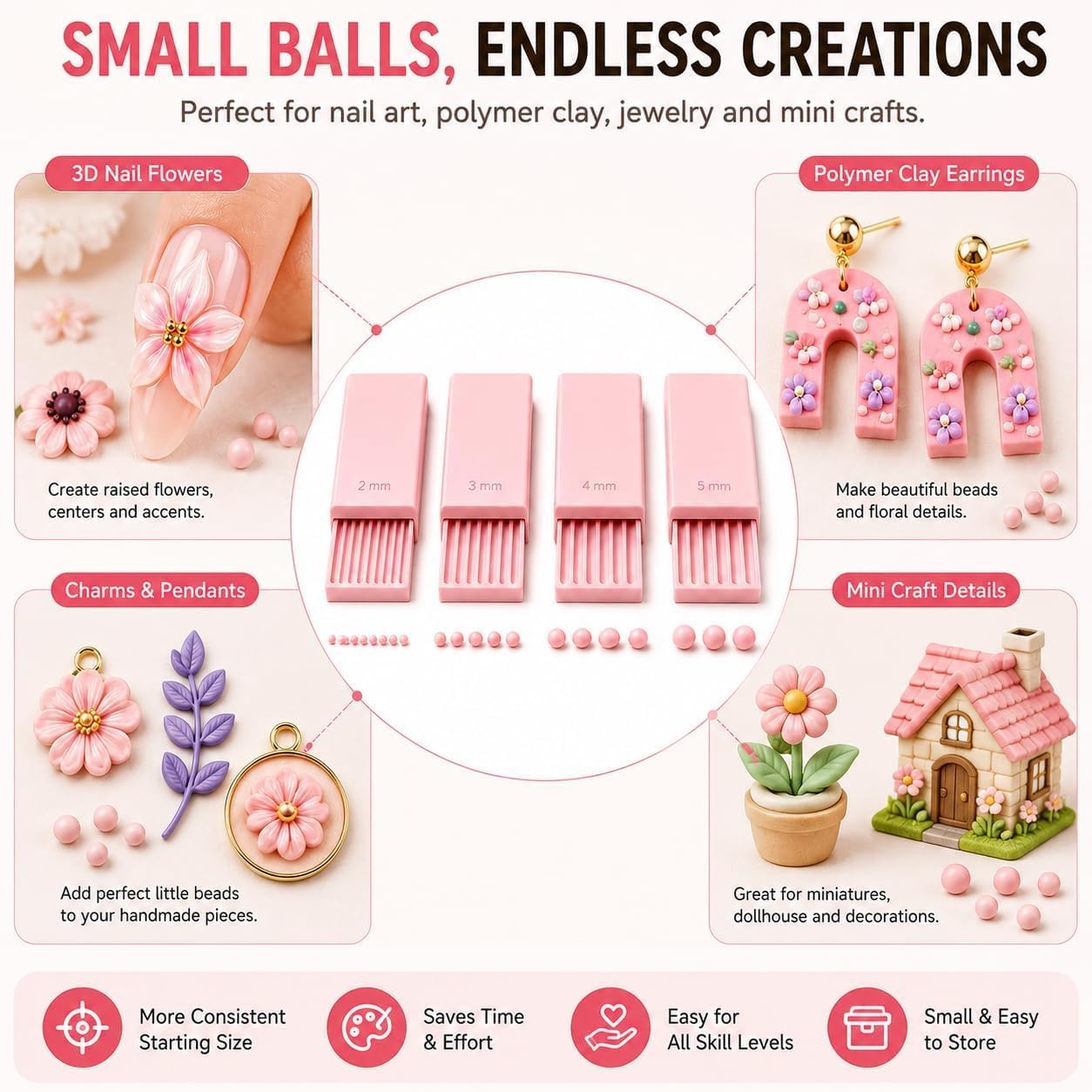 4個入り 3Dプリントクレイジェルボールメーカーツール、3D - Nail Art Design のレビューと価格