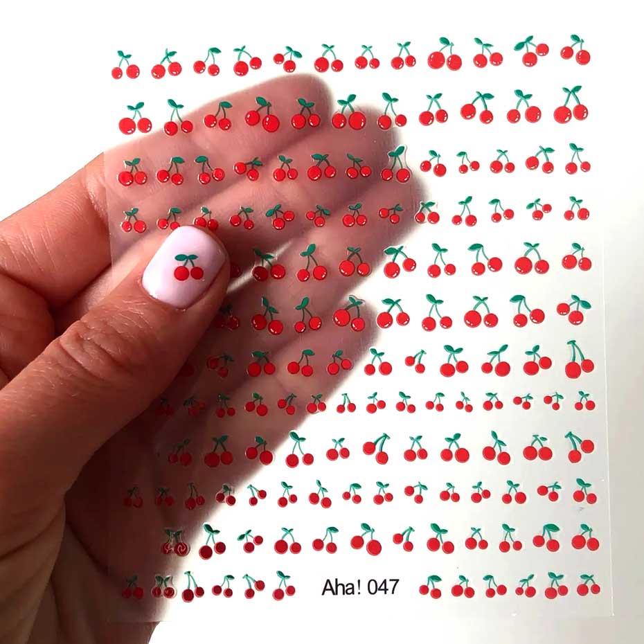 1 シート 3D スイートチェリーフルーツネイルアートステッ - Nail Art Maroon のレビューと価格