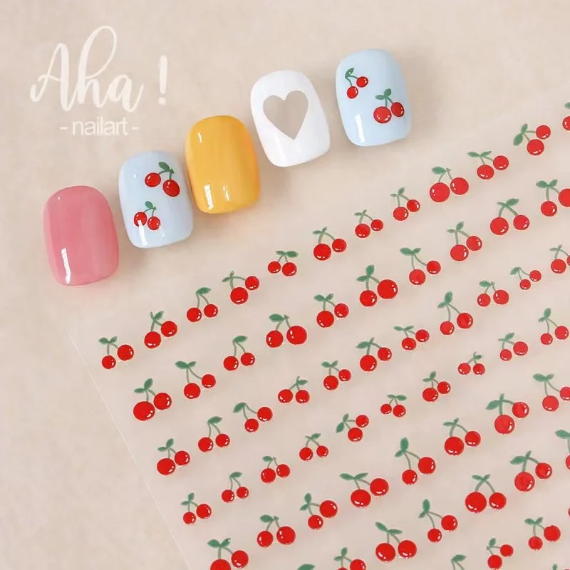 1 シート 3D スイートチェリーフルーツネイルアートステッ - Nail Art Maroon のレビューと価格