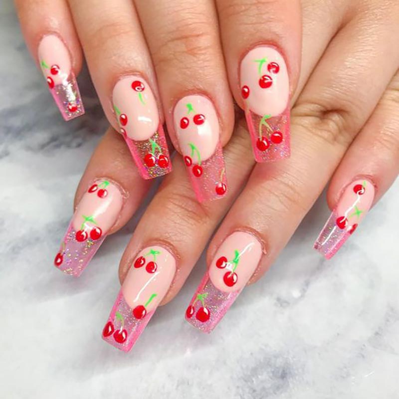 1 シート 3D スイートチェリーフルーツネイルアートステッ - Nail Art Maroon のレビューと価格