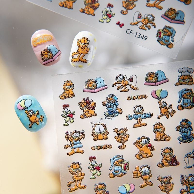 新しいガーフィールドネイルアートステッカー高色価値クリエイテ - Nail Art Design のレビューと価格