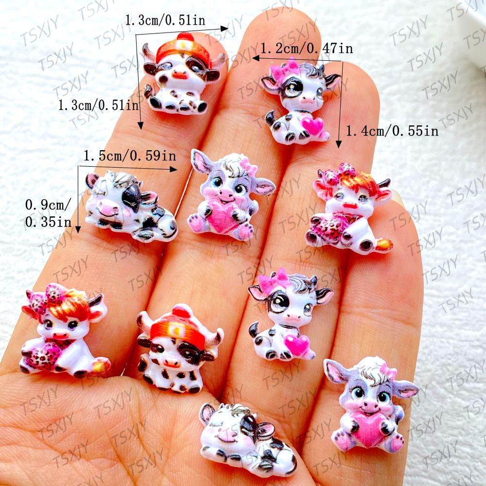 50個入り キュートなミニ漫画風カラー牛ネイルアート樹脂製デ - Nail Art Motif のレビューと価格
