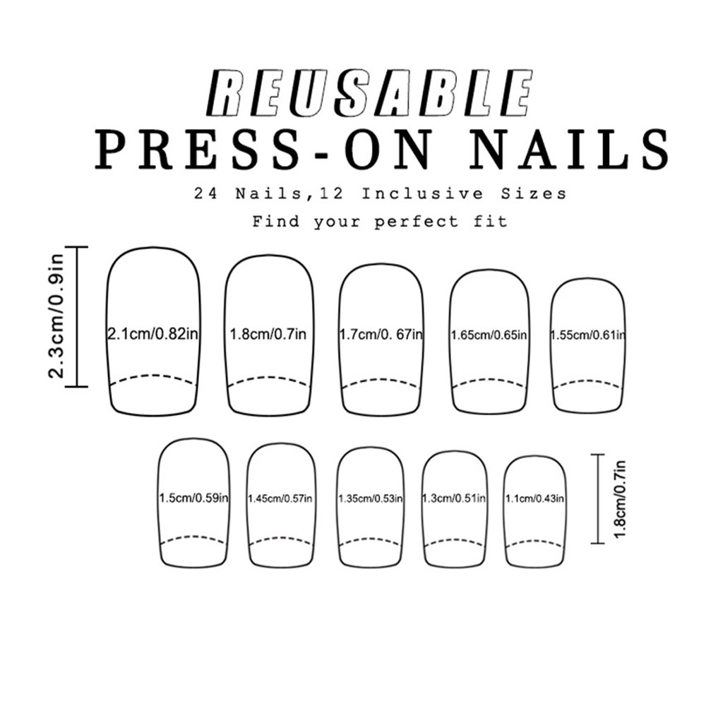 24 ピース/セットカラフルなフェイクネイル Y2K イエロ - Nail Art Yellow のレビューと価格